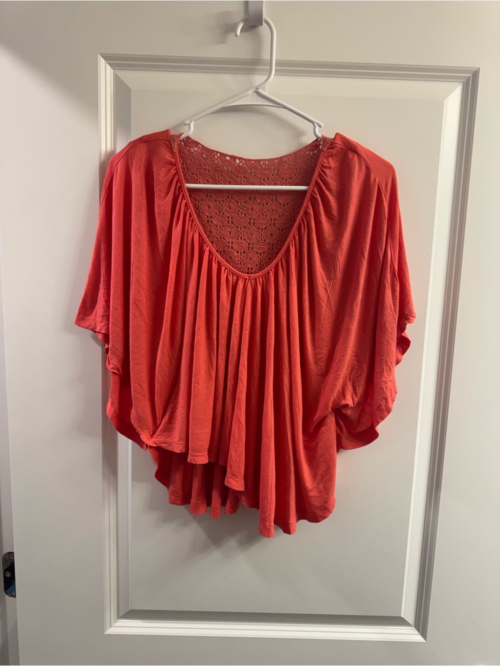 Active USA Coral Crochet-Back Flowy Tunic
